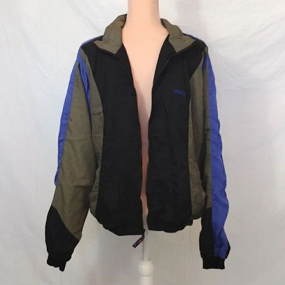 VTG 90's Brooks Black Grey Colorblock Nylon Unisex Jacket Men's Medium - Picture 13 of 16